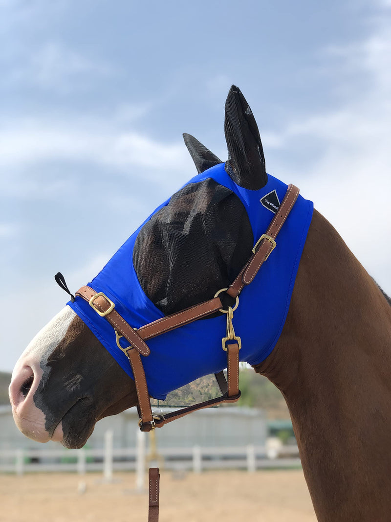 TGW RIDING Horse Mask, Horse Mask with Ears, Extra Comfort Grip Soft Mesh Horse Mask with Ears Small Dk Blue - PawsPlanet Australia