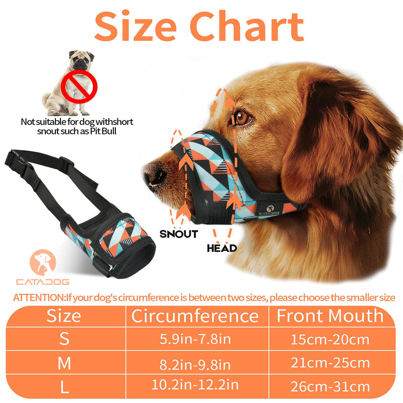 catadog Dog Muzzle for Small Medium Large Dog to Prevent Biting Barking Chewing, Printed Nylon Dog Mouth Cover with Adjustable Velcro and Comfort Fit (S, Bohemian Blue) - PawsPlanet Australia