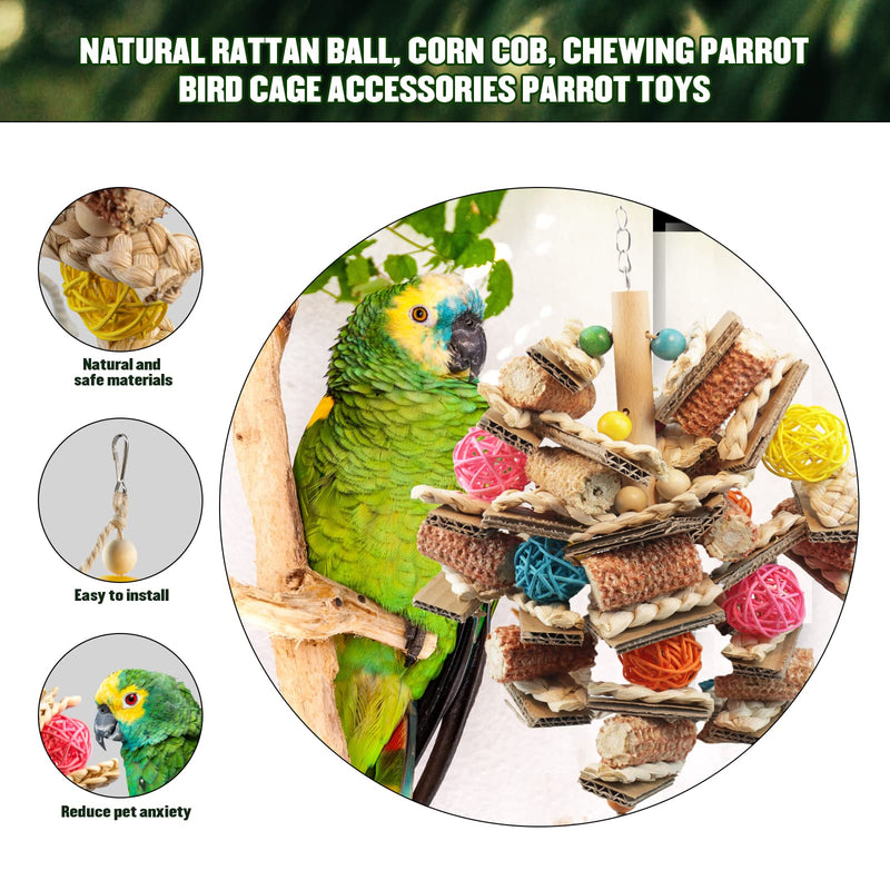 Kewkont Bird Toys, Parrot Toys for Large Birds, Natural Corn cob chew Toys for African Grey Parrots, Macaws, Amazon Parrots, Bird nest Hanging Toys - PawsPlanet Australia