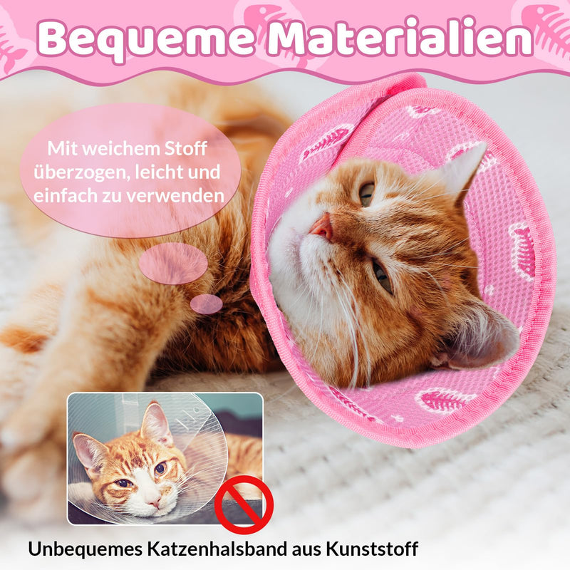 Fanshiontide Cat Neck Collar, Soft Cat Neck Brace, Adjustable Anti-Licking Anti-Bite Cat Collar, Protective Collar for Cats, Puppies, Pets After Surgery and Injuries (S Pink) S - PawsPlanet Australia