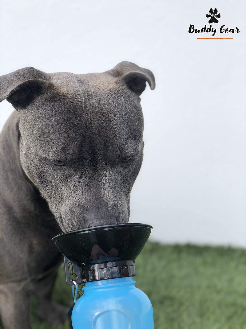 BUDDY GEAR - Travel Water Bowl Portable Dog Water Bottle Easy Carry BPA Free 520ml (Blue) Blue - PawsPlanet Australia