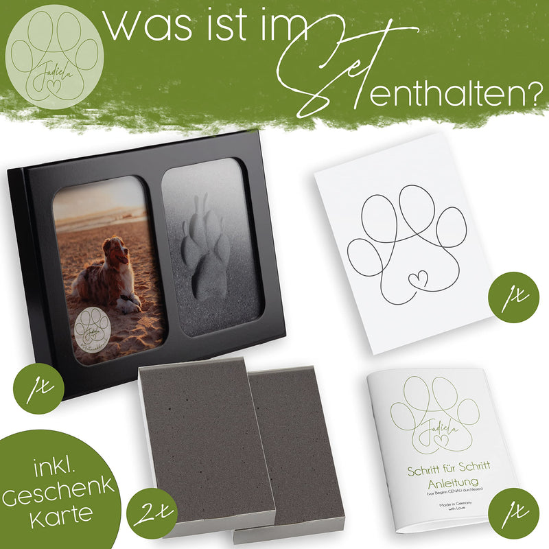 Jadiela Paw Print Set Dog or Cat 3D Picture Frame Print Dog Paw Gift Dog, Paw Print Set Cat, Made in Germany Black - PawsPlanet Australia