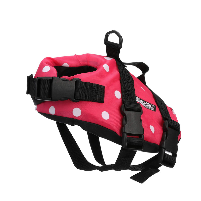 [Australia] - Seachoice 86360 Dog Life Vest - Adjustable Life Jacket for Dogs, with Grab Handle, Pink Polka Dot, Size XXS, up to 6 Pounds, XXS - up to 6 lbs 