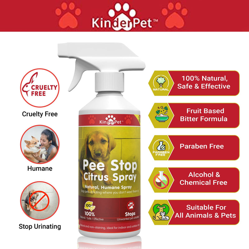 KinderPet Pee Stop Spray Urine Stop for Cat and Dog Repellent Stop Cats and Dogs Repeat Marking Indoors and Outdoors 100% Natural Enzyme Urine Destroyer 500 ML - PawsPlanet Australia