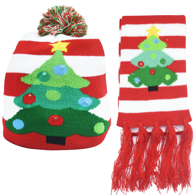 Zaptex Christmas Scarf Winter Warm Plush Scarf Girls Women Holiday Decorations (Christmas tree) - PawsPlanet Australia