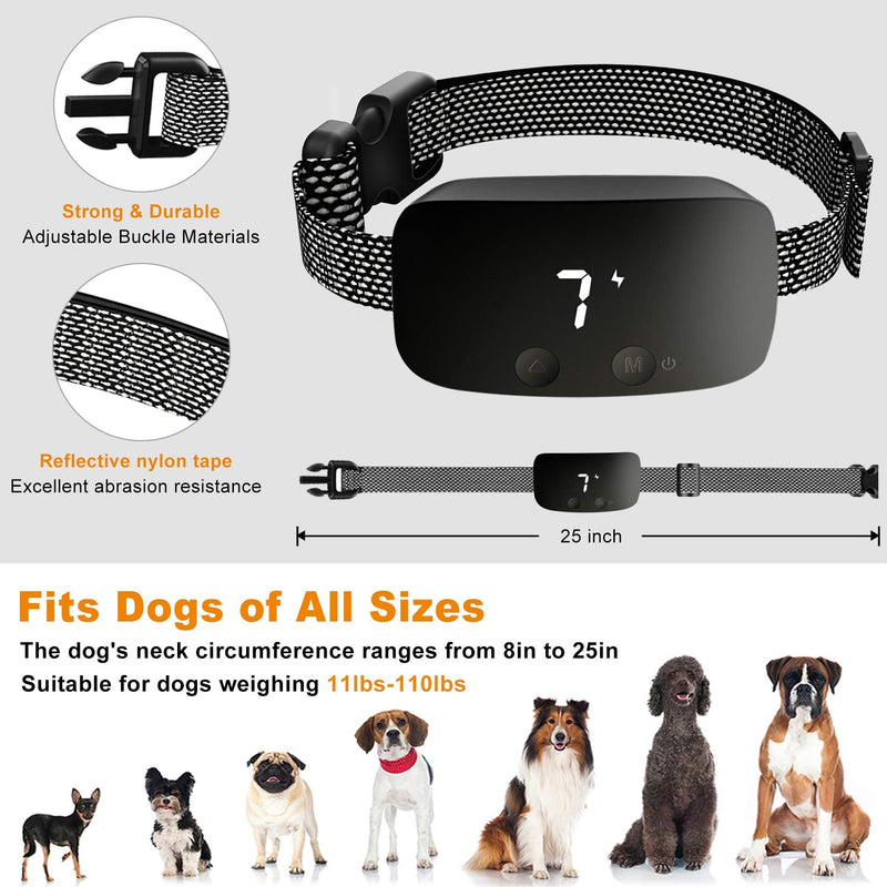 NBJU Bark Collar for Dogs,Rechargeable Anti Barking Training Collar with 7 Adjustable Sensitivity and Intensity Beep Vibration for Small Medium Large Dogs Black - PawsPlanet Australia