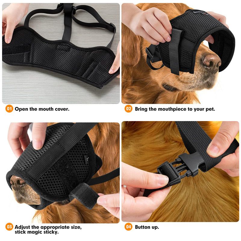 Dog Muzzle, Mesh Breathable Dog Muzzles for Biting Barking and Chewing, Adjustable Pets Muzzle for Small Medium Large Extra Dogs with Velcro and Buckle - PawsPlanet Australia