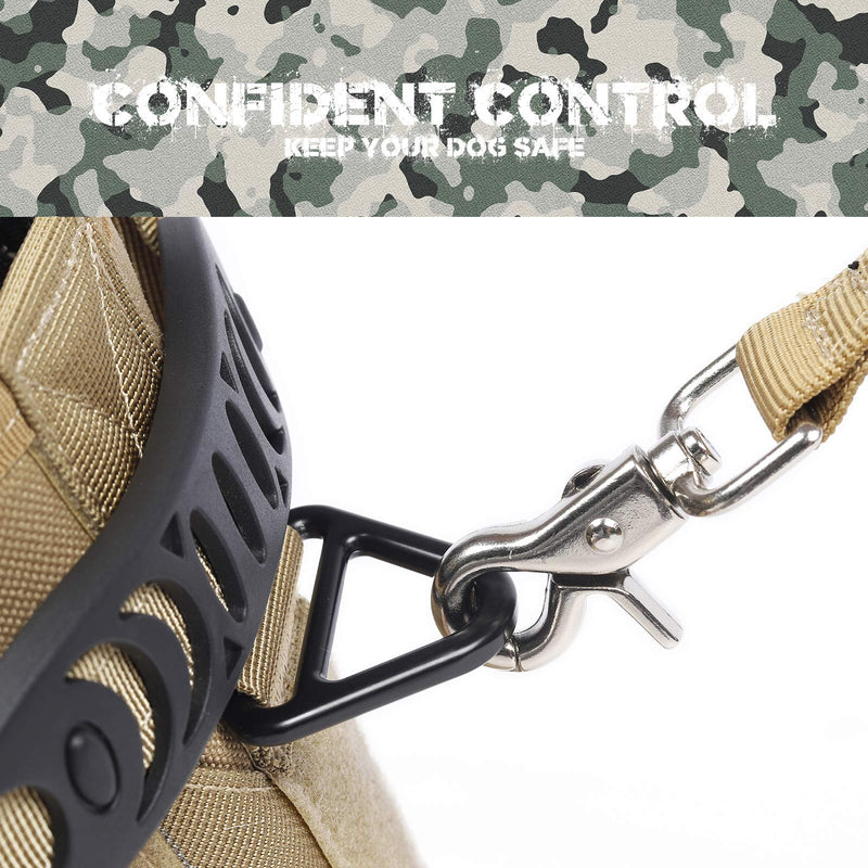 BLEP Tactical Dog Harness with Leash – Military Grade Nylon Dog Harness for Large Dogs – Tactical Vest with Comfortable Extended Pads – Metal Leash Attachment Points – Hook and Loop Panel S [ Neck:14"-18" ; Chest:22"-27" ] Army Gold - PawsPlanet Australia