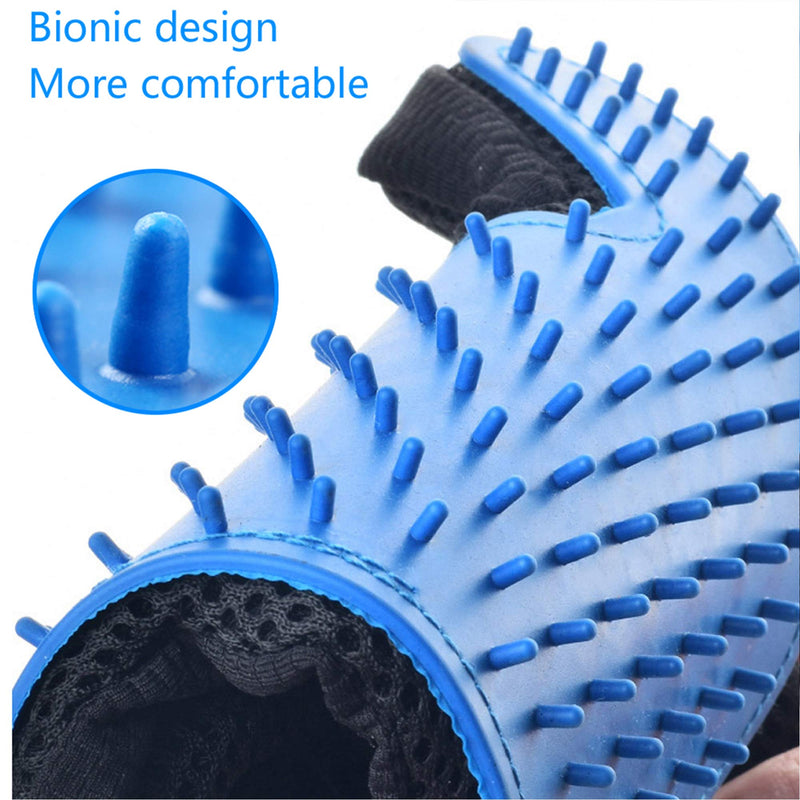 [Australia] - SSRIVER Pet Grooming Glove Hair Remover Brush Gentle Deshedding Efficient Pet Mitt Pet Massage Gloves Left & Right Hand Draw Dog Cat Horse Long Short Fur (1 Right Hand (Blue)) 