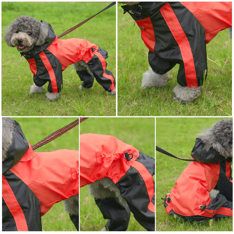 Dog Raincoats Waterproof, Dog Hooded Raincoat, Coat Rain Jacket for Dogs, Dog Raincoat With Hood, Lightweight Adjustable Outdoor Rain Poncho Rain Gear Jumpsuit for Small Medium Dog-XS-Red XS Red - PawsPlanet Australia