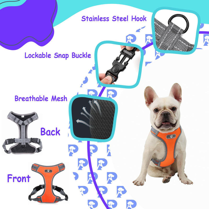 Petplicity No-Pull Pet Harness - Adjustable Soft Padded Oxford Vest for Medium Breeds - No Choke Reflective Safe Walks with Easy Control Handle - Small to Large Dogs (Orange, Large) Orange - PawsPlanet Australia