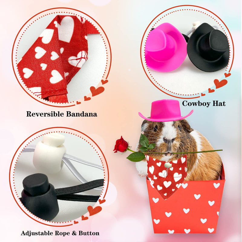 CooShou 4 Pcs Valentine's Day Guinea Pig Hat Bandana Outfits Hamster Hat Costume Small Animal Black Pink Hats Heart Bandanas Clothes Suitable for Rats Hamster Guinea Pig Lizard - PawsPlanet Australia