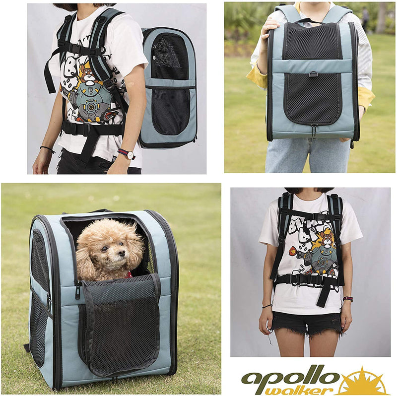 apollo walker pet backpacks pet carrier bag for 2-12kg dogs and cats soft, foldable blue - PawsPlanet Australia