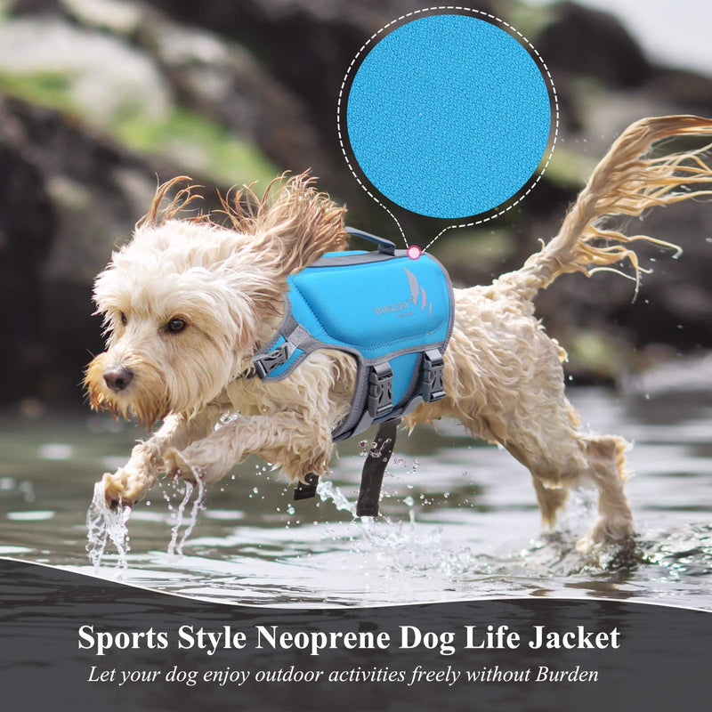 Vivaglory Neoprene Puppy Life Jacket with Superior Buoyancy and Rescue Handle, Skin-Friendly & Durable, Blue, X-Small XS (Pack of 1) - PawsPlanet Australia