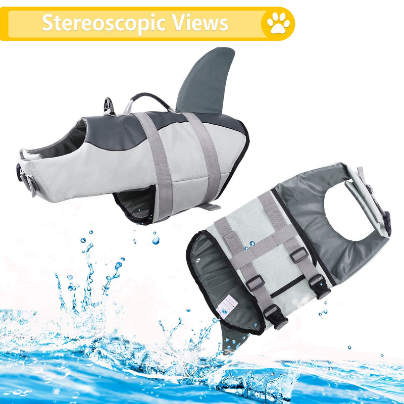 [Australia] - Dog Life Jackets, Ripstop Pet Floatation Life Vest for Small, Middle, Large Size Dogs, Dog Lifesaver Preserver Swimsuit for Water Safety at The Pool, Beach, Boating X-Large Grey Shark 