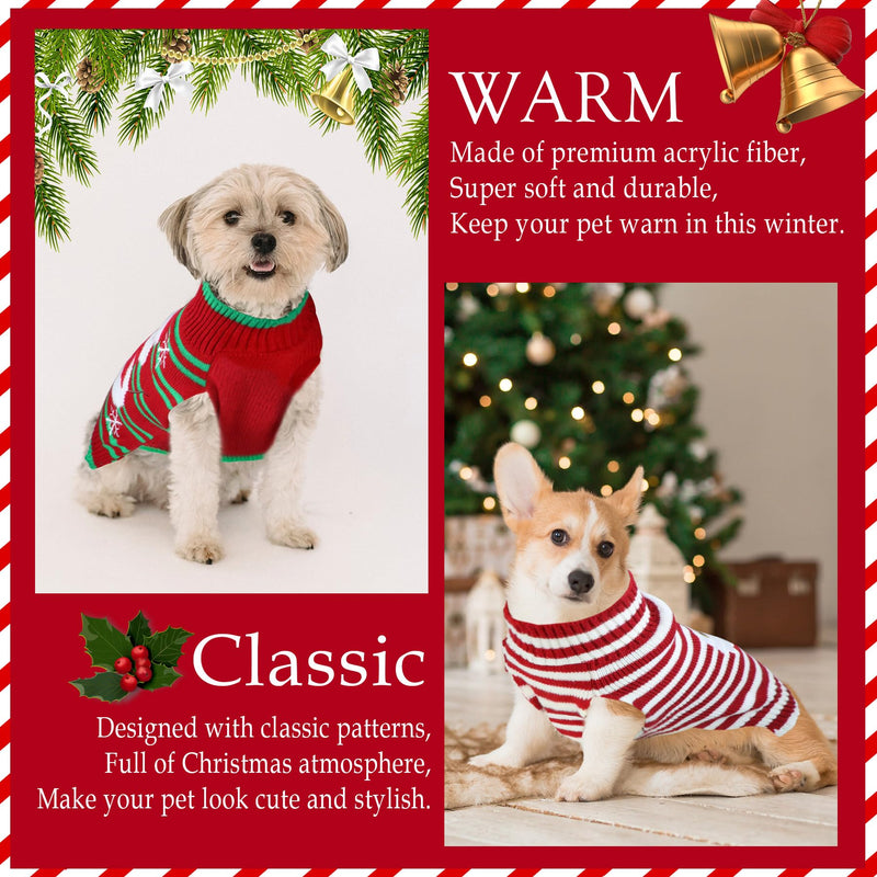 4 Pack Dog Christmas Sweater, GOYOSWA Dog Christmas Outfit Dog Holiday Sweater Santa Snowman Reindeer Elf Knitted Sweaters for Small Medium Large Dogs Pets (Medium) Santa & Snowman & Reindeer & Elf - PawsPlanet Australia