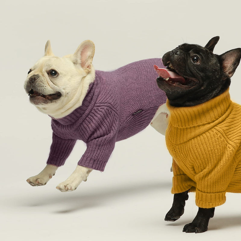 Fitwarm Thermal Knitted Dog Sweater Doggy Winter Coat Pet Clothes Doggie Turtleneck Jacket Puppy Outfits Cat Sweatsuit XS Purple - PawsPlanet Australia