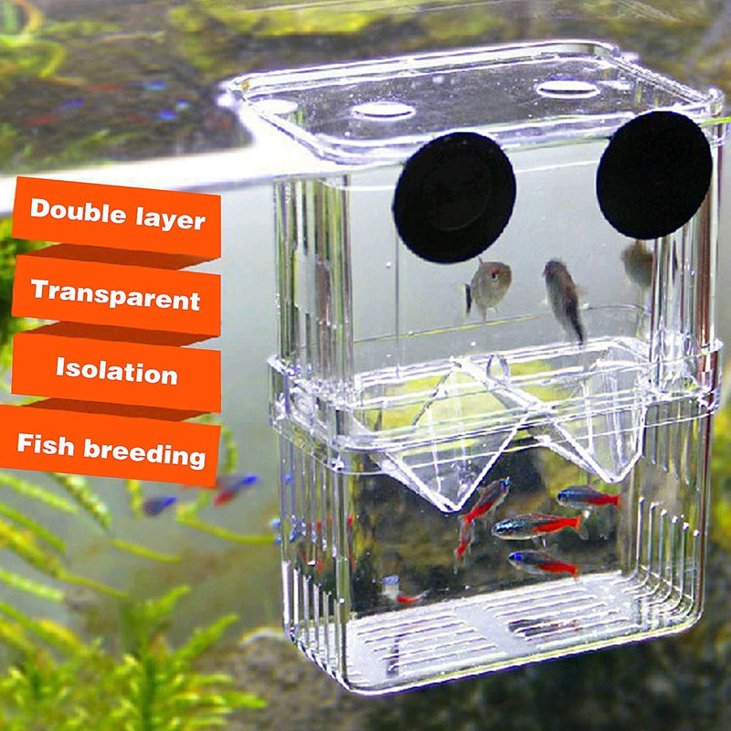 Fish Breeding Box, Aquarium Hatchery Incubator, Double Layer Acrylic Isolation Box Floate Fish Hatchery Aquarium Box Fish Parenting Box Divider for Shrimp Clownfish Medium - PawsPlanet Australia