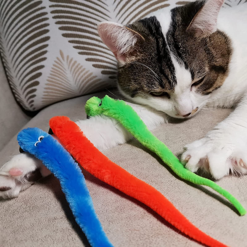 TIENAILING Cat Feather Toy 1PCS Interactive Cat Wand Toys and 10PCS Worms Bird Feathers Refill Cat Feather Teaser Wand Toy for Kitten Cat Having Fun Exercise Playing - PawsPlanet Australia