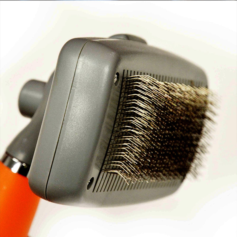 Professional Slicker Brush for Dogs and Cats by GoPets Self-Cleaning Grooming Comb For Dematting Detangling & Deshedding - PawsPlanet Australia