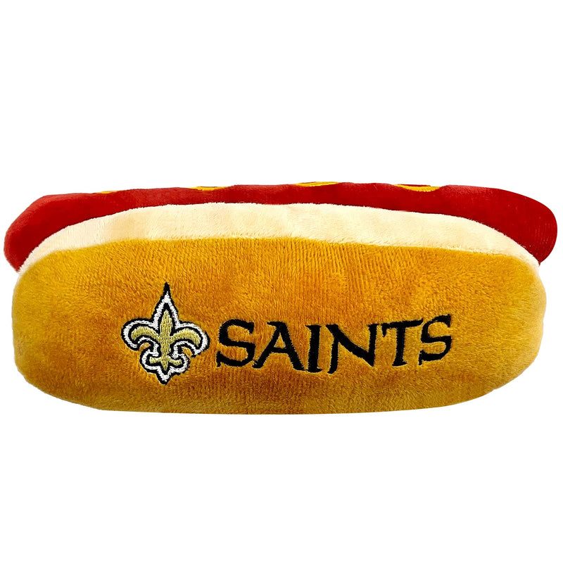 NFL New Orleans Saints HOT Dog Plush Dog & CAT Squeak Toy - Cutest HOT-Dog Snack Plush Toy for Dogs & Cats with Inner Squeaker & Beautiful Football Team Name/Logo - PawsPlanet Australia