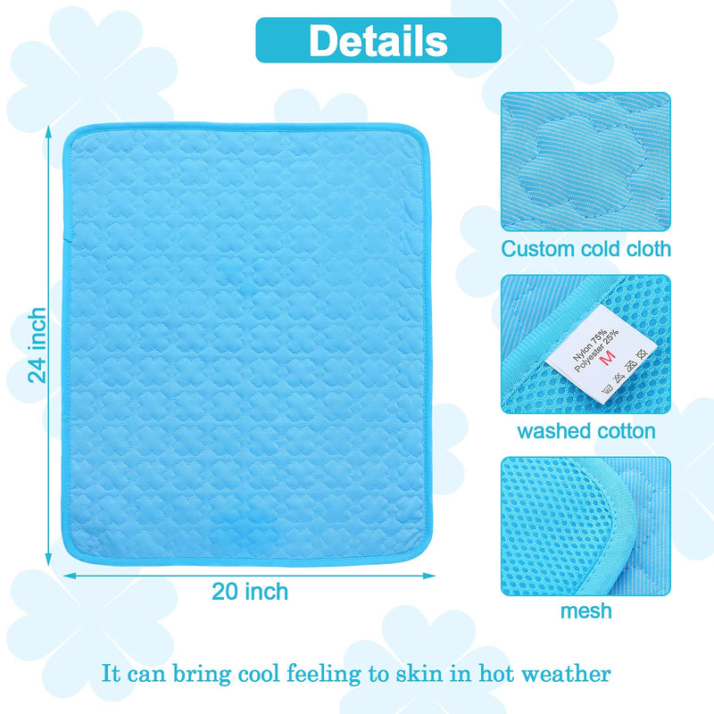 Tatuo Pet Cooling Mat Summer Ice Silk Pet Pad Dog Cooling Mat Pet Cooling Blanket Sleeping Pad for Dog Cats Pets Outdoor and Indoor Use (Medium) Medium Blue - PawsPlanet Australia