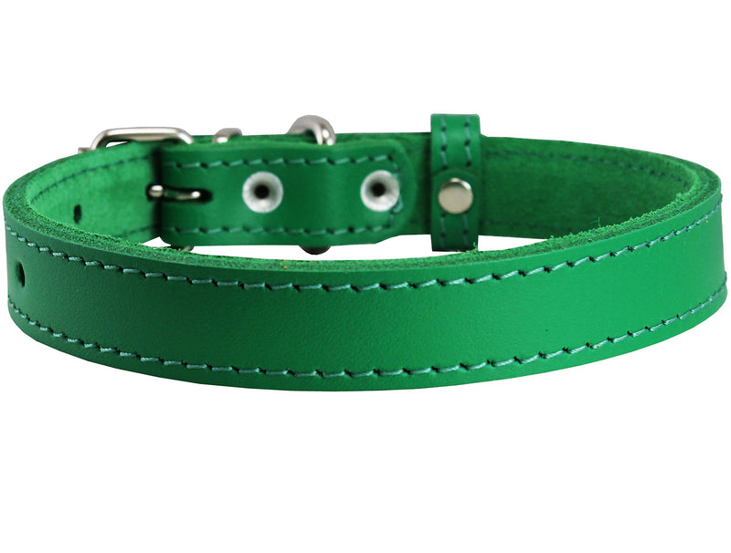 [Australia] - Genuine Leather Dog Collar Green 7 Sizes 13"-16" Neck; 3/4" Wide 