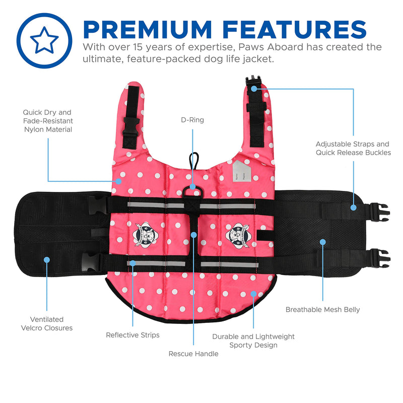 Paws Aboard Pet Life Jacket XX-Small Pink Polka Dot - PawsPlanet Australia