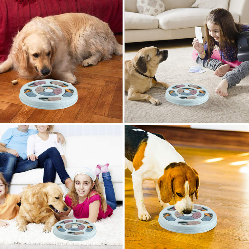 Dog Puzzle Feeder Treat Toys, Interactive Stimulation Dog Toys, Brain Games IQ Training Bowl Funny Feeding, Dispenser Non-Slip Slow Feeder Plate Toy for Dog Pet Puppy (Round) Round - PawsPlanet Australia