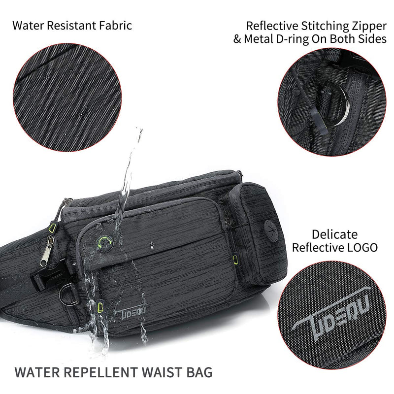 [Australia] - TUDEQU Running Waist Bag Fanny Pack with Two Invisible Bottle Bags for Men Women DARK GREY 