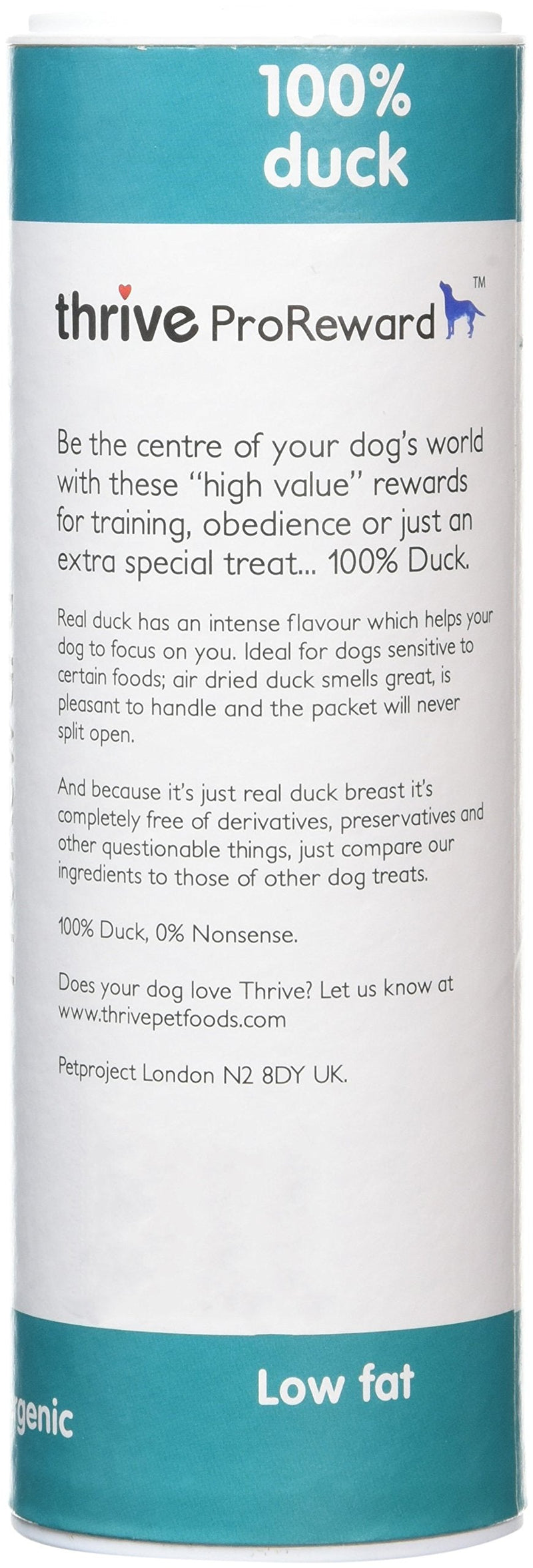 thrive Dog ProReward DUCK TREATS 60g (PACK OF 4) Duck 1 - PawsPlanet Australia