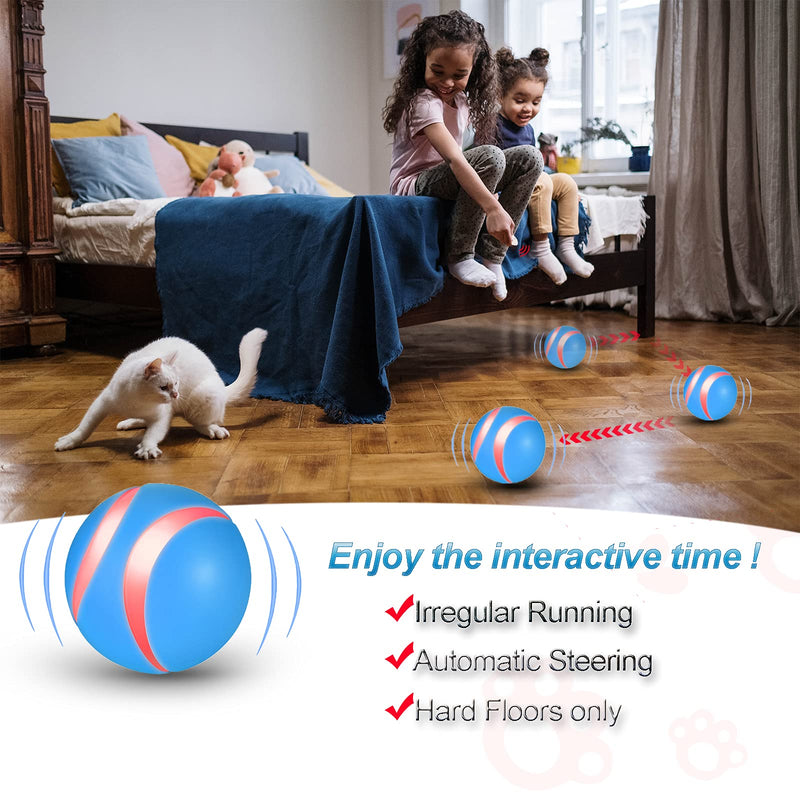 Remote Control Dog Ball Toy, Interactive Puppy Pet Ball Automatic Moving Rolling with LED Light, Rechargeable Smart Wicked Busy Ball for Dogs/Cats, Pet Companion Gift to Exercise & Entertain Blue - PawsPlanet Australia