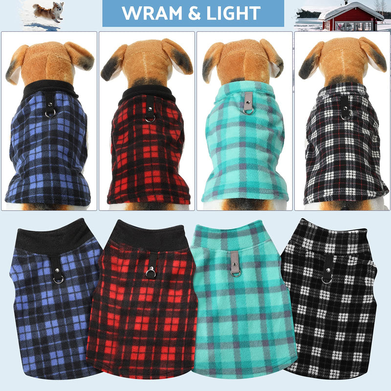 4 Pieces Fabric Dog Sweater with Leash Ring Winter Fleece Vest Dog Pullover Jacket Warm Pet Dog Clothes for Puppy Small Dogs Cat Chihuahua Boy X-Small - PawsPlanet Australia