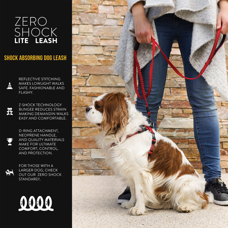 [Australia] - EzyDog Zero Shock Lite Bungee Dog Leash for Small Dogs - Perfect for Dogs 26 lbs or Less - Shock Absorbing Design for Superior Comfort and Control - Reflective for Nighttime Safety Black 