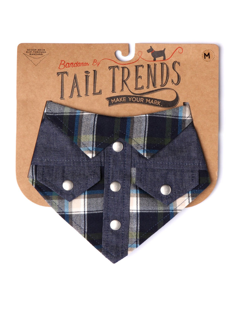 Tail Trends Western Formal Bandanas with Flannel Denim and Floral Designs for Medium to Large Dogs High Noon - PawsPlanet Australia