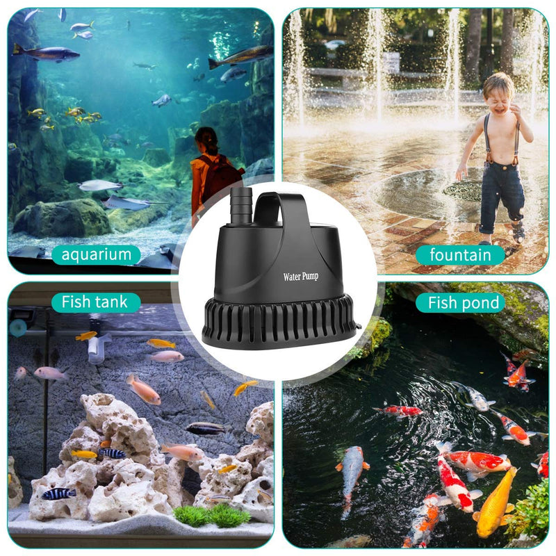 [Australia] - Allnice Submersible Water Pump 660GPH (2500L/H, 35W) Submersible Fountain Pump Outdoor Quiet Water Pump with Adjusting Knob and 3 Nozzles for Aquarium Pond Fish Tank Fountain 