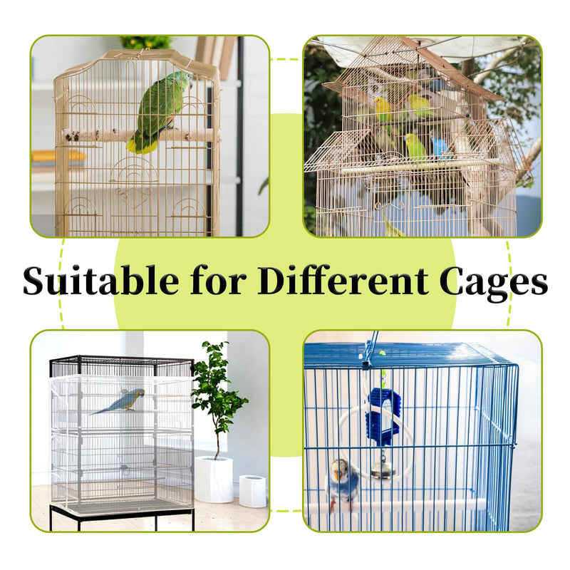 Daoeny Bird Cage Seed Catcher, Large Bird Cage Cover, Adjustable Soft Airy Nylon Mesh Net, Birdcage Cover Skirt Seed Guard for Parrot Parakeet Macaw African Round Square Cages (White) White - PawsPlanet Australia