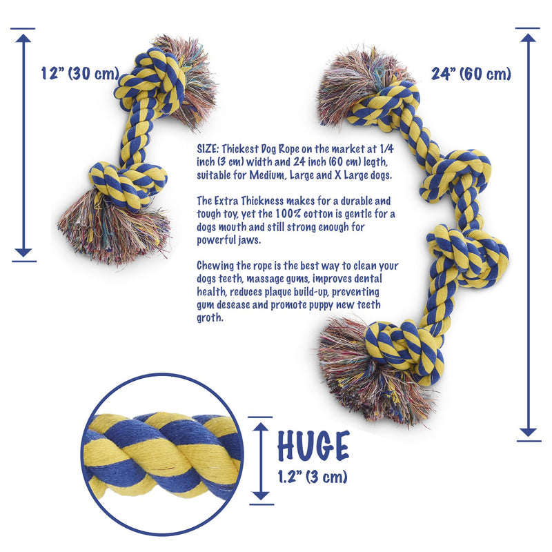 Rope Dog Toys 5 Pc. Set – Heavy-Duty, Washable Dog Toy Pack for Stimulation, Behavioural Training – With Fetch Rope, Knotted Rope, Dog Ball, Bone, & Figure 8 – Indoor/Outdoor Puppy Toys - PawsPlanet Australia