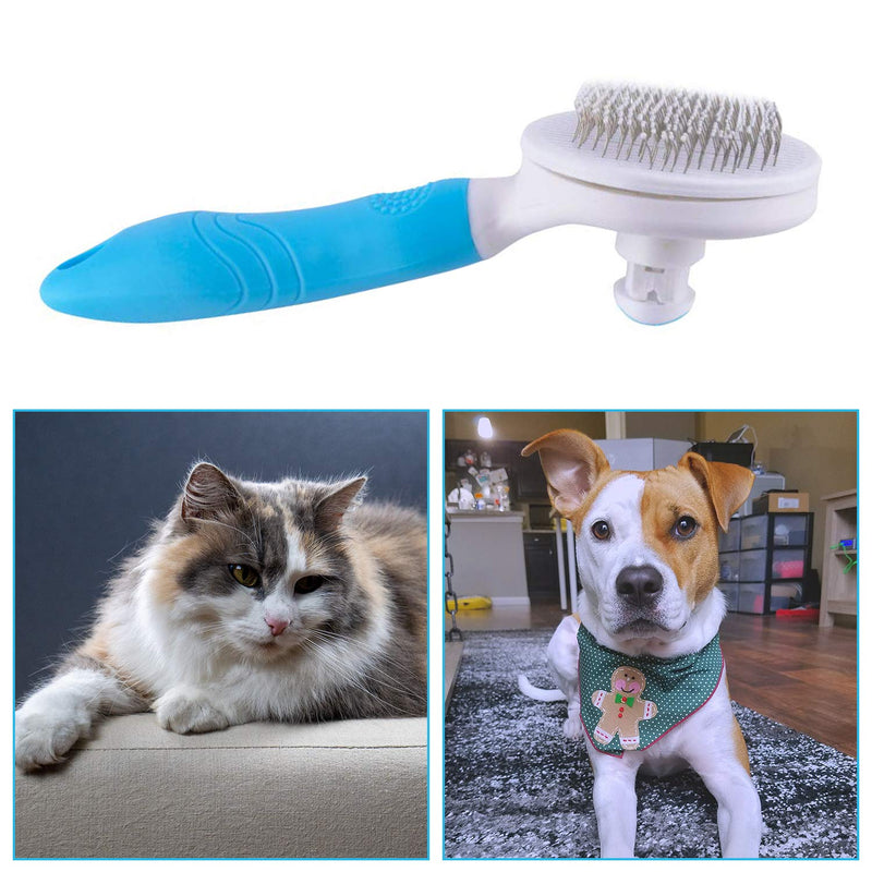 Cat Brush, Self Cleaning Slicker Brushes for Shedding and Grooming Removes Loose Undercoat, Mats and Tangled Hair Grooming Comb for Cats Dogs Brush Massage-Self Cleaning - PawsPlanet Australia