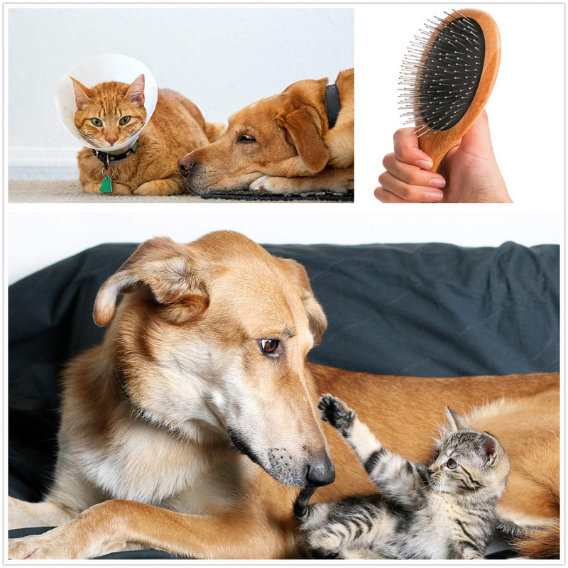 ClumsyPets Dog Pin Brush,Dog & Cat Grooming Brush with Bamboo Handle for All Dog Breeds & All Coat Types Large - PawsPlanet Australia