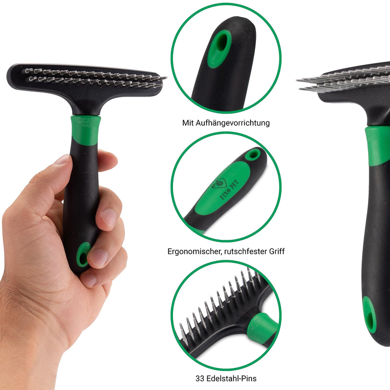 FinoPet set of 3 de-matting curry combs as a dog brush/cat brush, XL lint roller and tick tweezers, de-matting hooks for all animal sizes, animal hair remover, automatic tick removal - PawsPlanet Australia