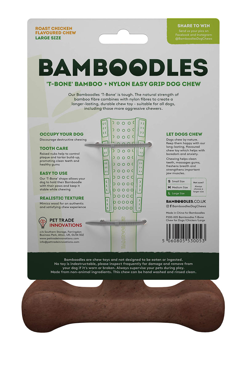 Bamboodles T-Bone Dog Chew for the most even the most aggressive of chewers LARGE CHICKEN - PawsPlanet Australia