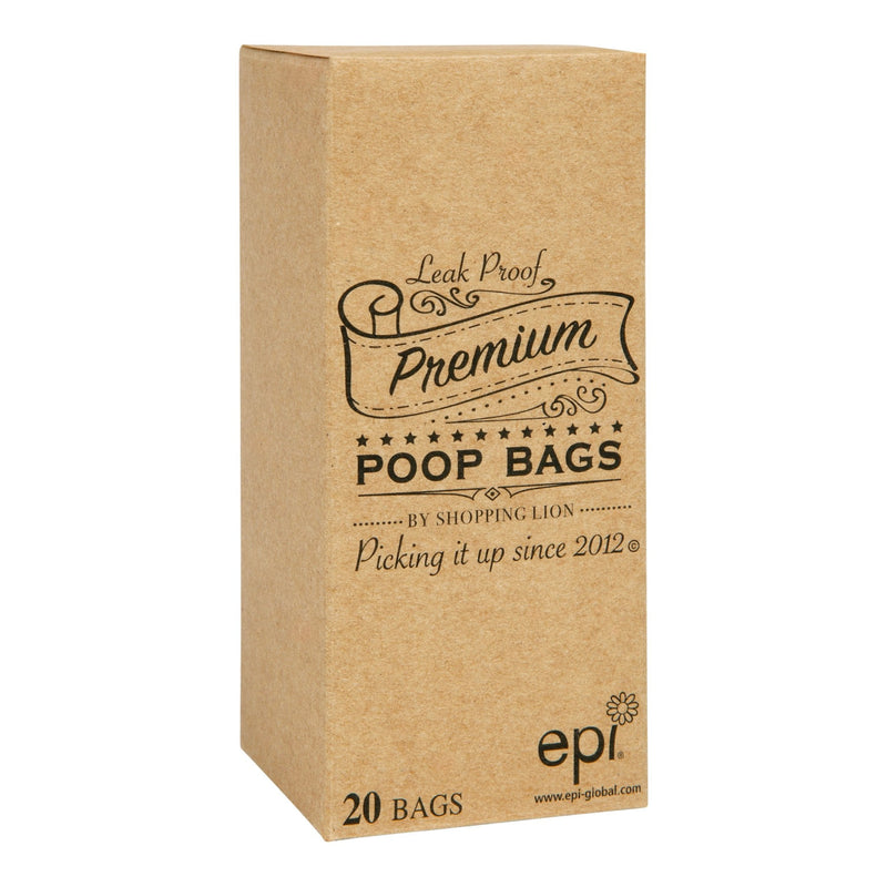 ShoppingLion Poop Bags 1040, 720, 60 or 20 Dog Poop Bags with Dispenser and Leash Clip, Guaranteed Leak-Proof, Extra Thick and Strong Poop Bags for Dogs, Dog Waste Bags Made with EPI Technology 1 Dispenser 1 Dispenser, 20 Bags - PawsPlanet Australia