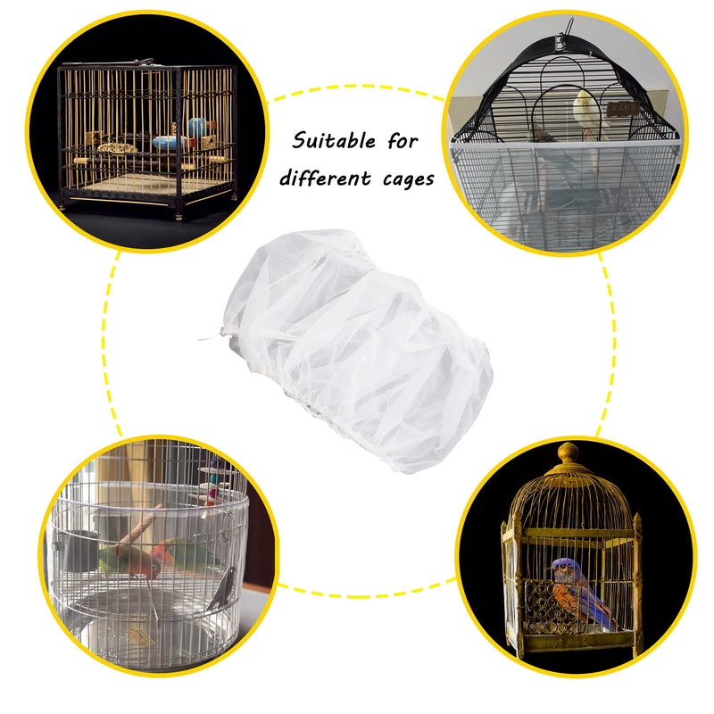 OINEEDU Pet Bird Cage Seed Catcher Tidy Guard Cover Shell Skirt Net Basket,LW-7814in White - PawsPlanet Australia