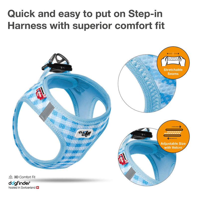 Vest Harness Air-Mesh Skyblue-Caro M & Leash L - PawsPlanet Australia