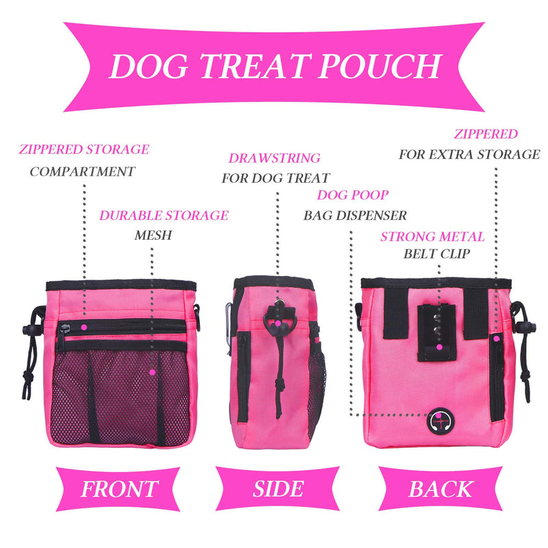 Generies OSTK Dog Training Kit, Dog Treat Pouch, Puppy Training Treat Pouch, Dog Collapsible Bowl, Dog Whistle, Dog Clicker, Ideal for Dog Walking, Dog Training, Puppy Training (Pink) - PawsPlanet Australia