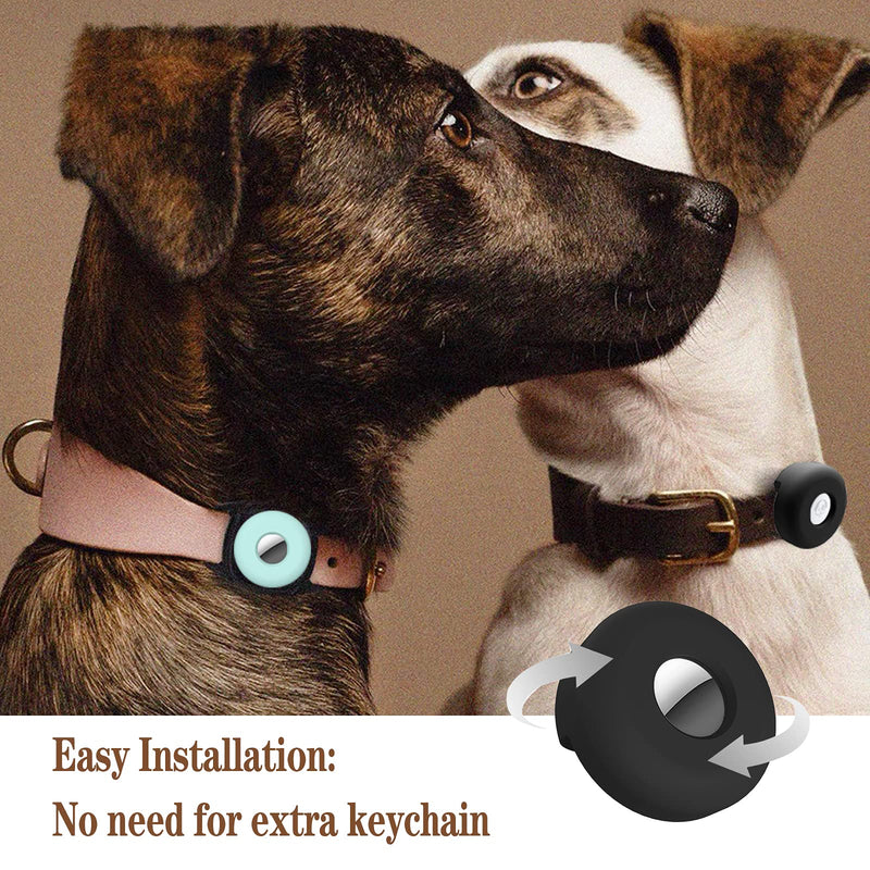 Airtag Dog Collar Holder for Apple Airtag Case, 2 Pack Anti-Lost Air Tag Case Holder Cover Compatible with Cat Collars and Dog Collars and Backpack Airtag Accessories, Black & Black - PawsPlanet Australia