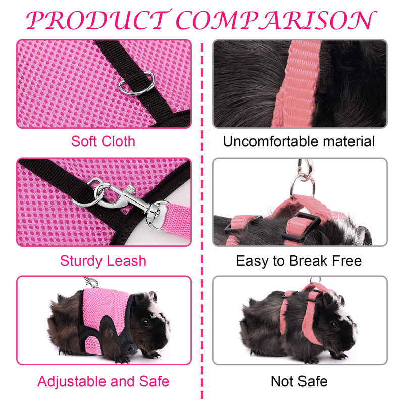 New 2 Pieces Bunny Rabbit Harness with Leash Cute Adjustable Buckle Breathable Mesh Vest for Kitten Puppy Small Pets Walking (S, Blue, Pink) S - PawsPlanet Australia