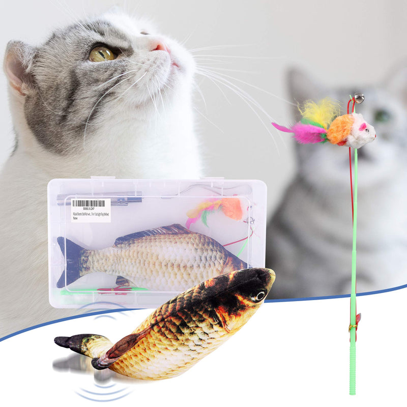 [Australia] - FiGoal Cat Toy Set Realistic Moving Fish Flopping Interactive Wiggle Moving Cat Kicker Fish Toy with Plush Interactive Cat Toys, Fun Toy for Cat Exercise Yellow 