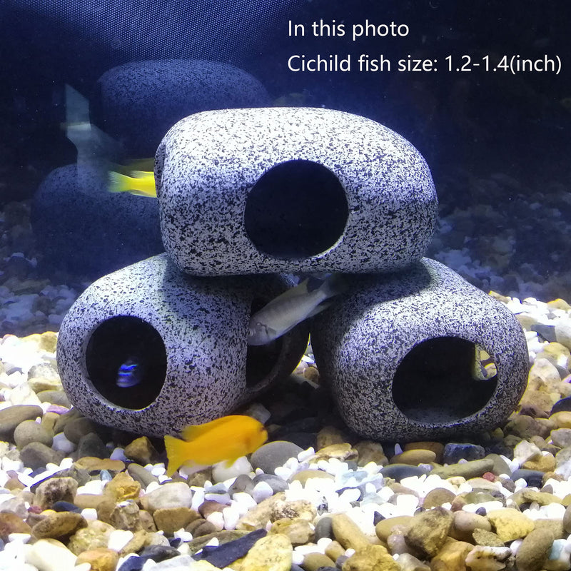 SpringSmart Aquarium Hideaway Rocks for Aquatic Pets to Breed, Play and Rest, Safe and Non-Toxic Ceramic Fish Tank Ornaments, Small Decor Rocks for Betta (3.7"x2.7"x2"(2 pcs)) 3.7"x2.7"x2"(2 pcs) - PawsPlanet Australia